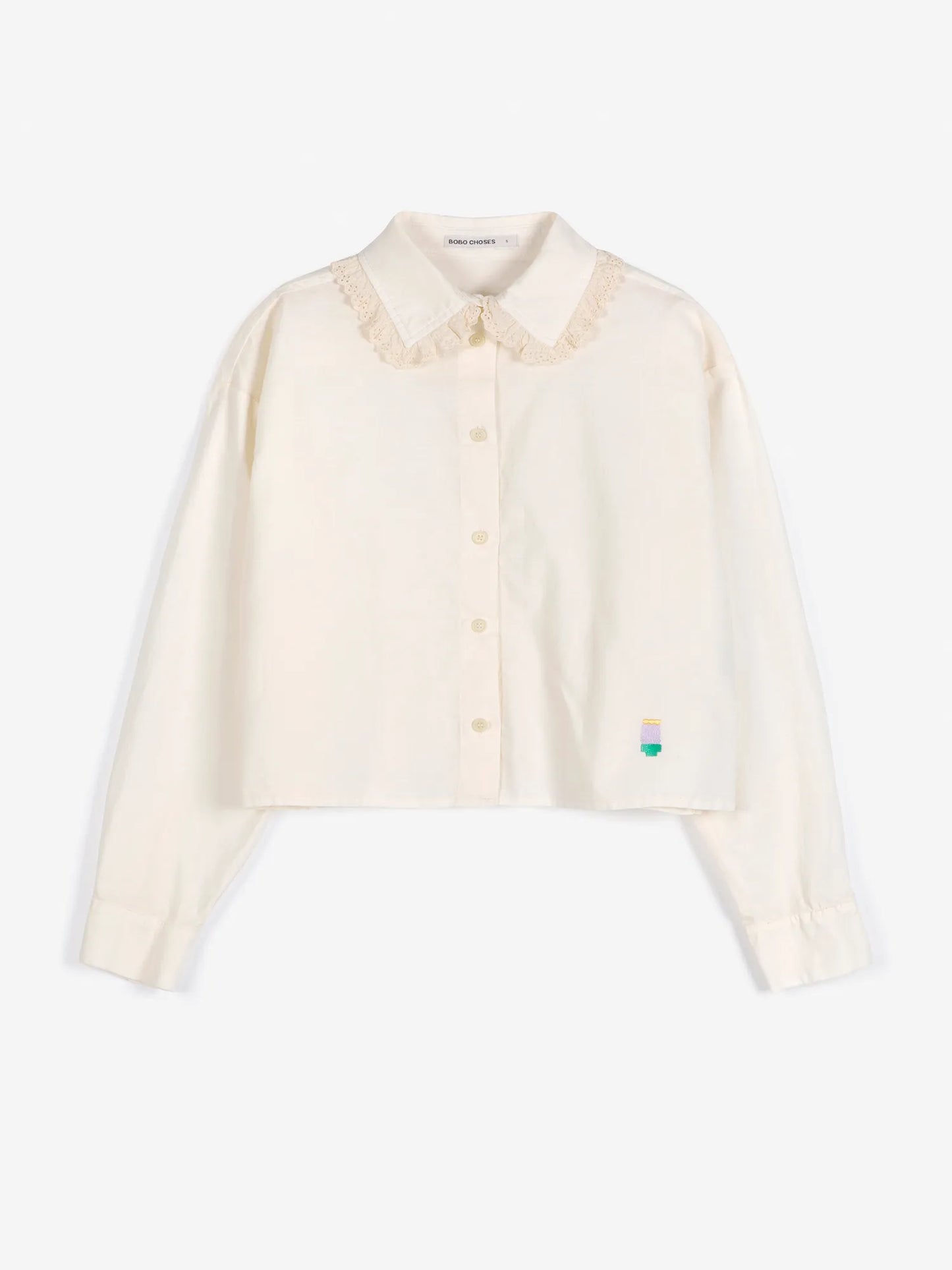 Lace ending poplin shirt