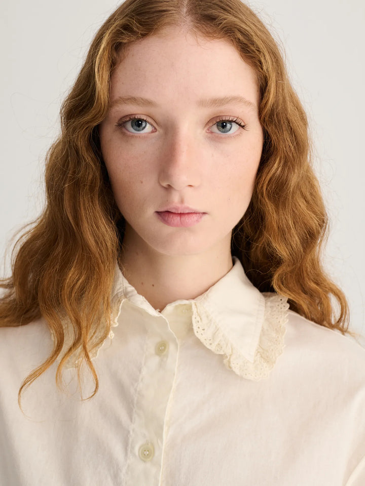 Lace ending poplin shirt