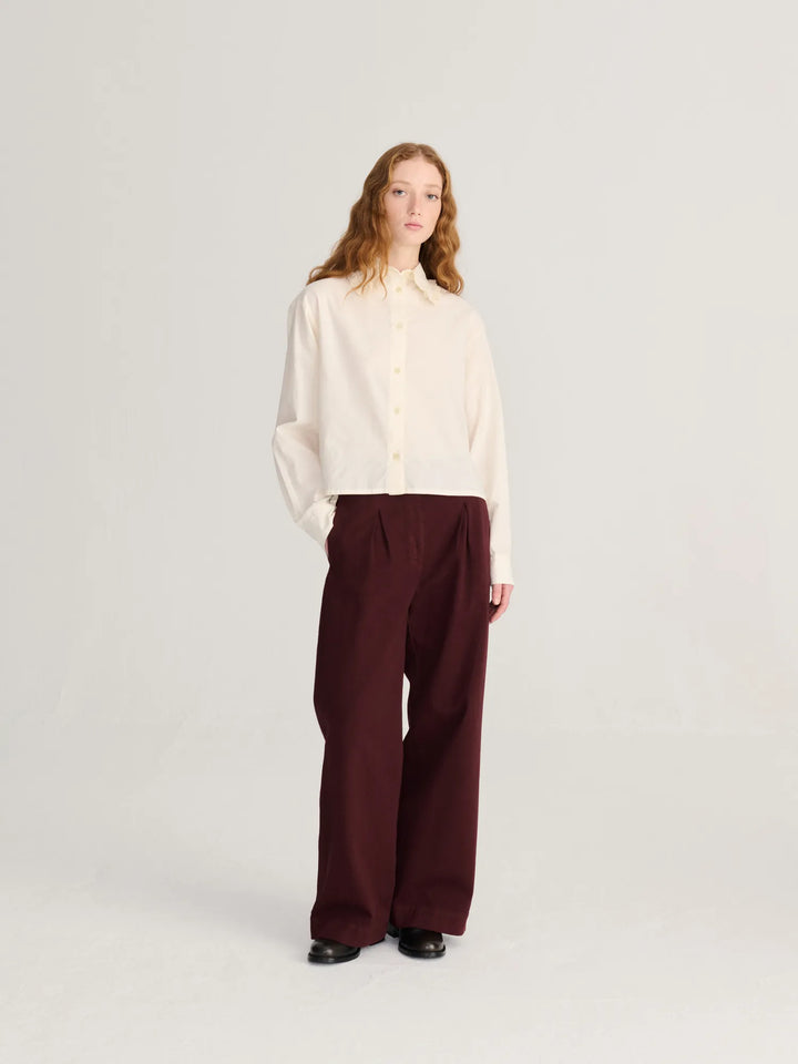 Lace ending poplin shirt