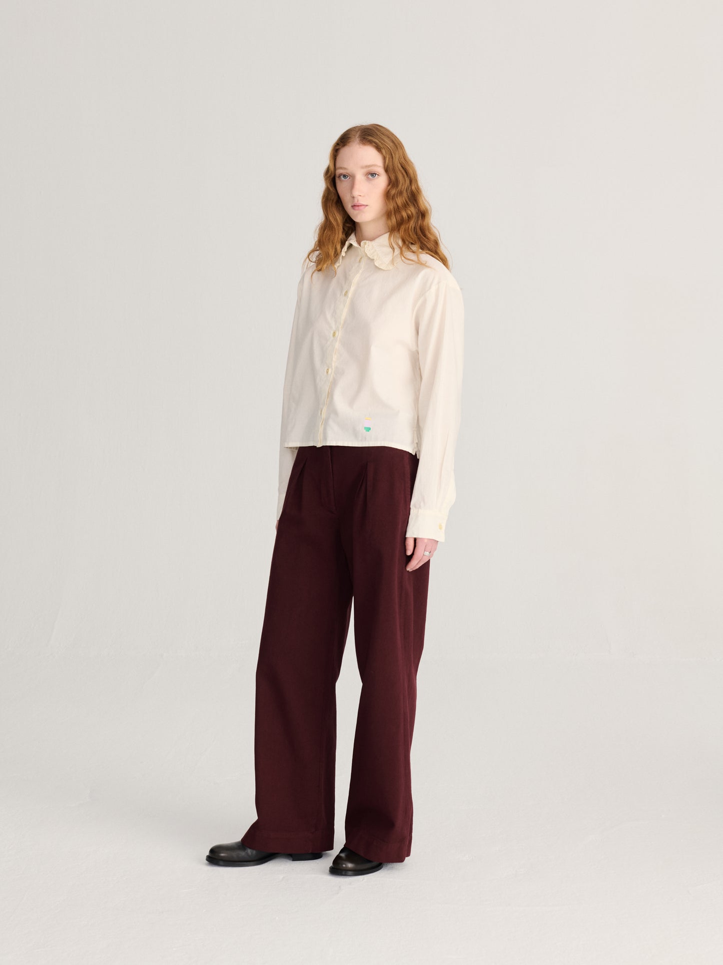 Lace ending poplin shirt