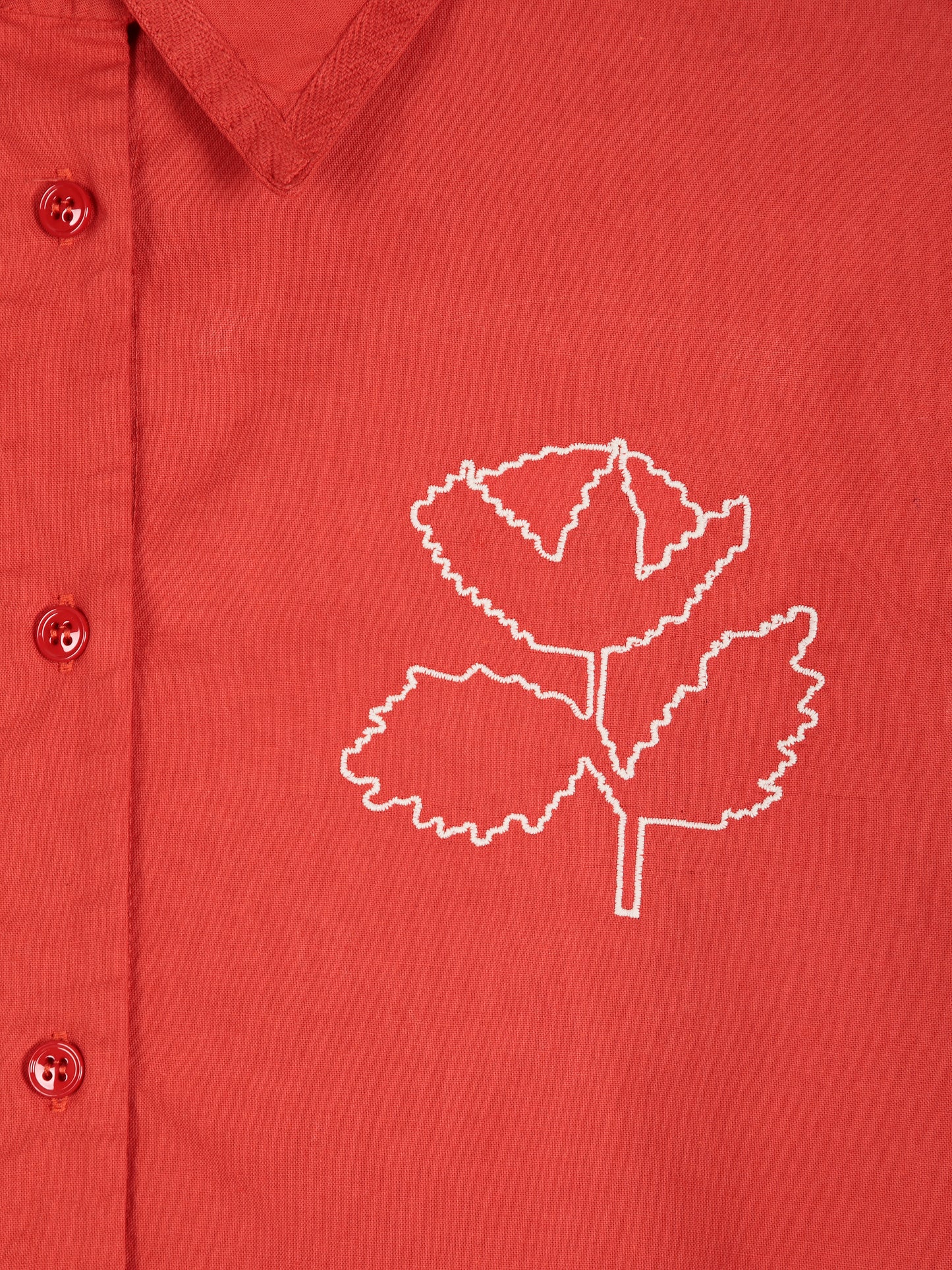 Vibrant Flower embroidery poplin shirt