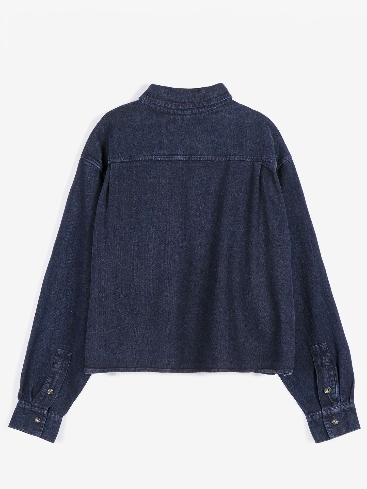 Big corduroy pockets light denim shirt