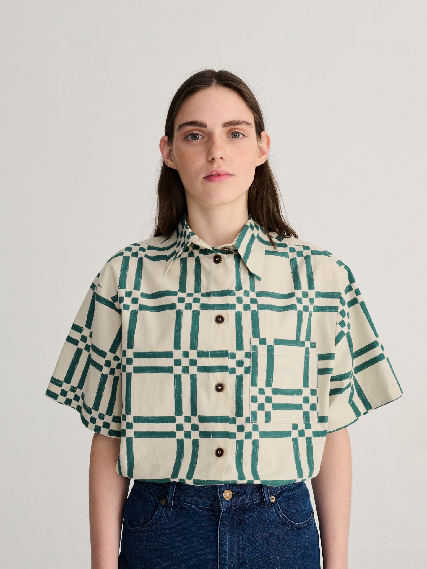 Camisa de popelín estampat Squares