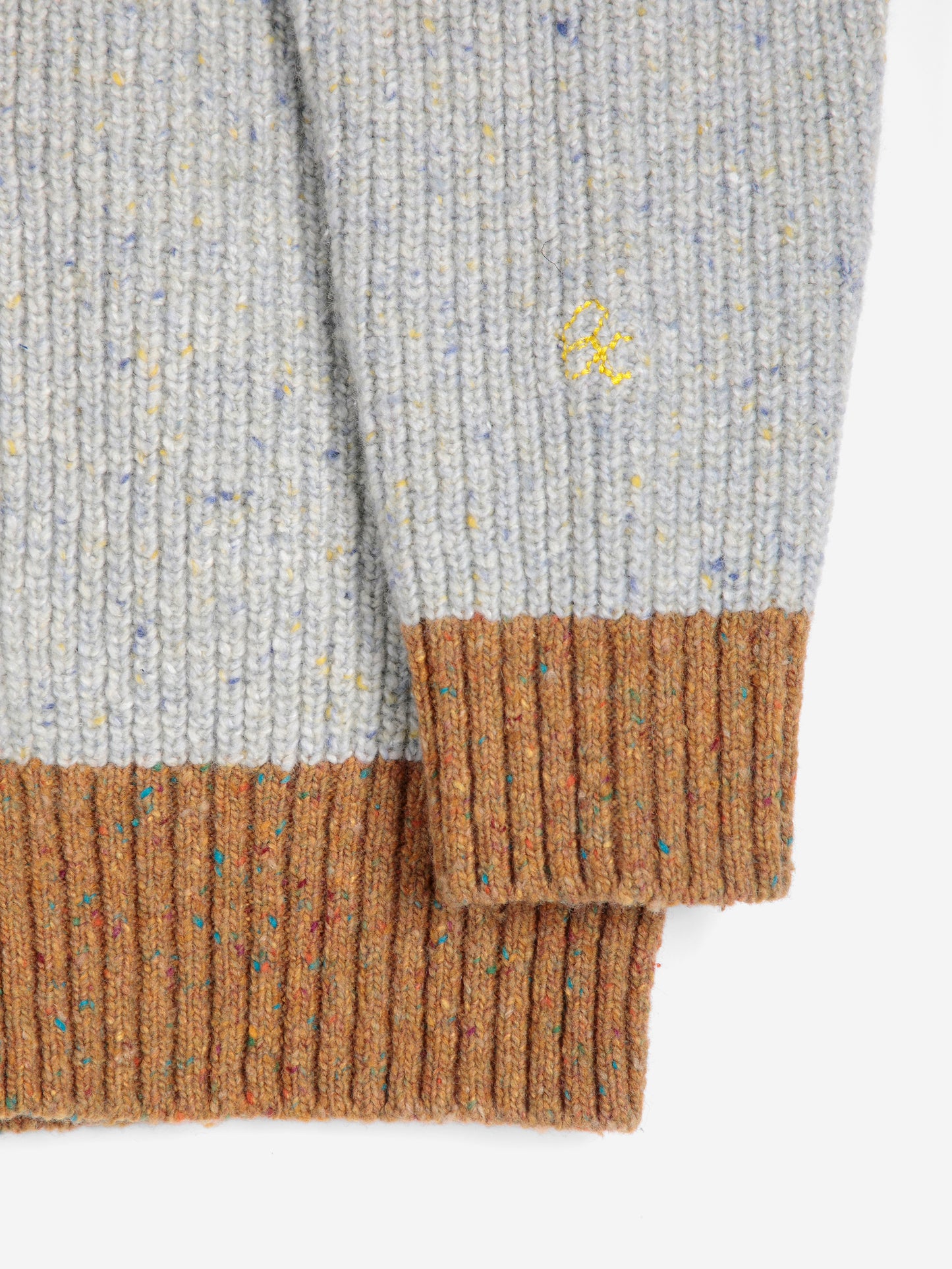 Color block wool blend V-cardigan