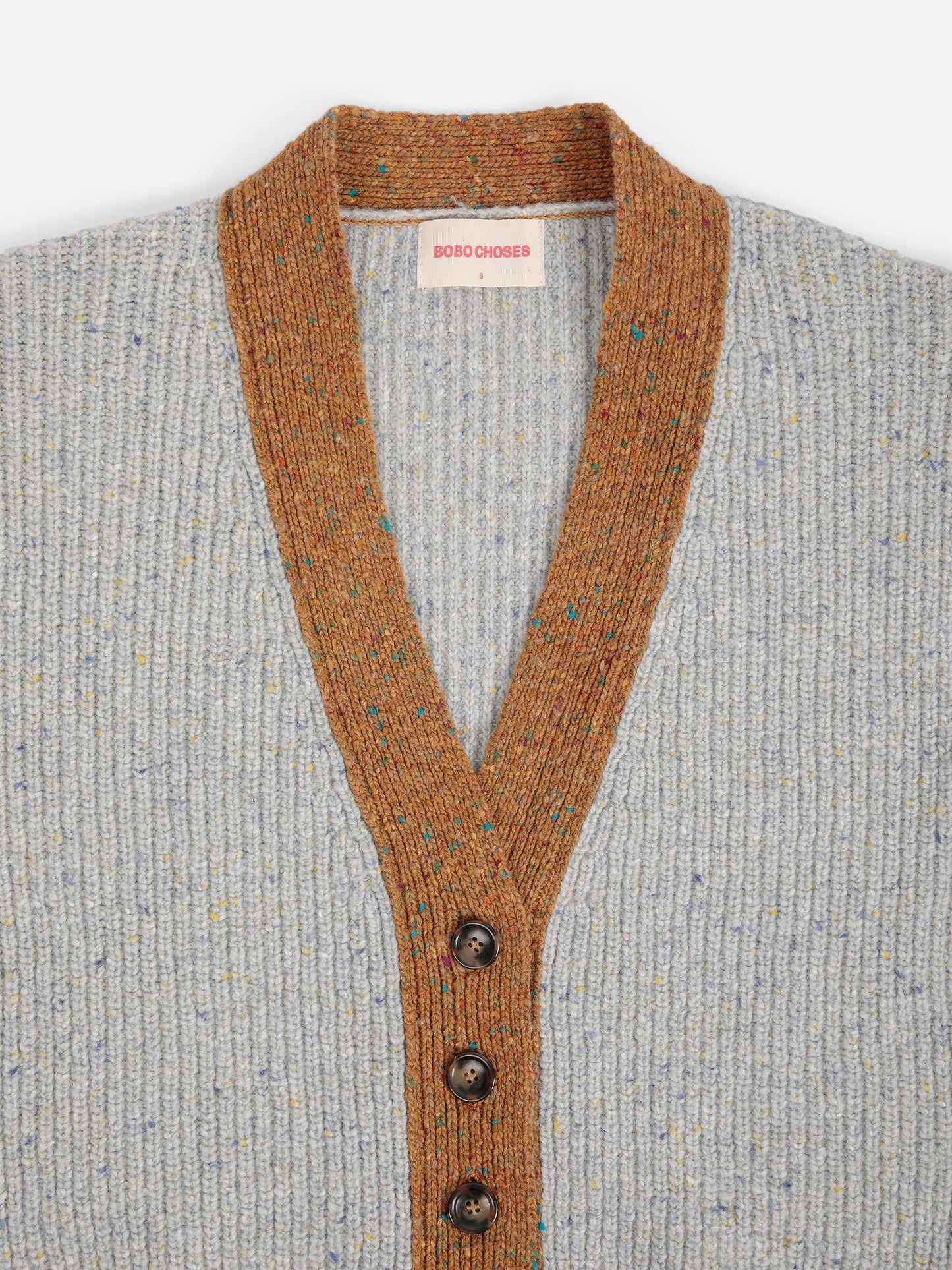 Color block wool blend V-cardigan