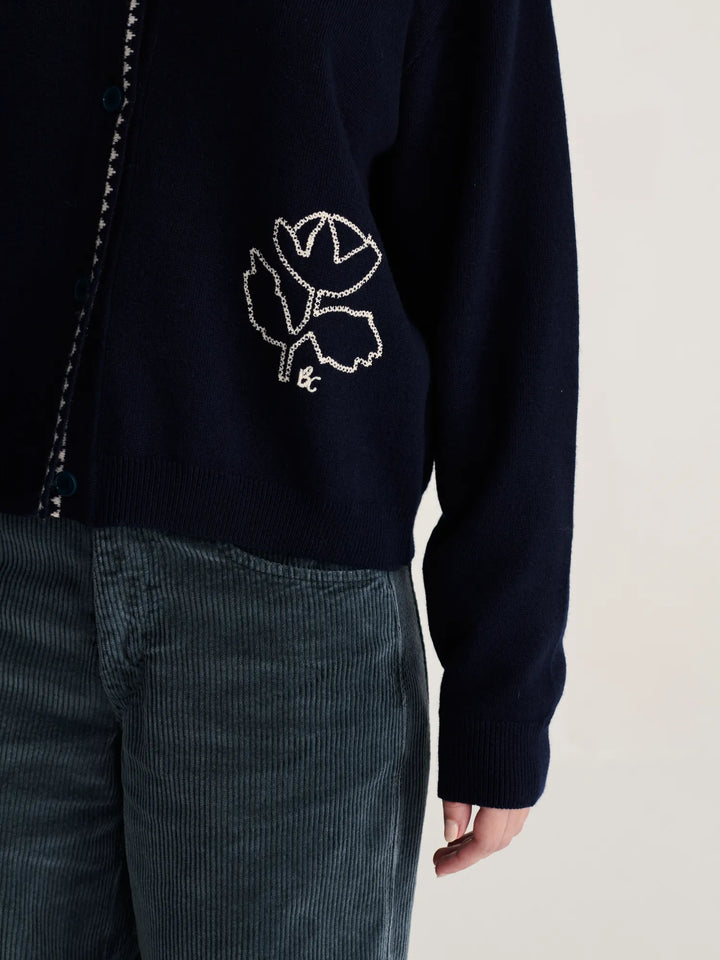 Vibrant Flower wool blend polo cardigan