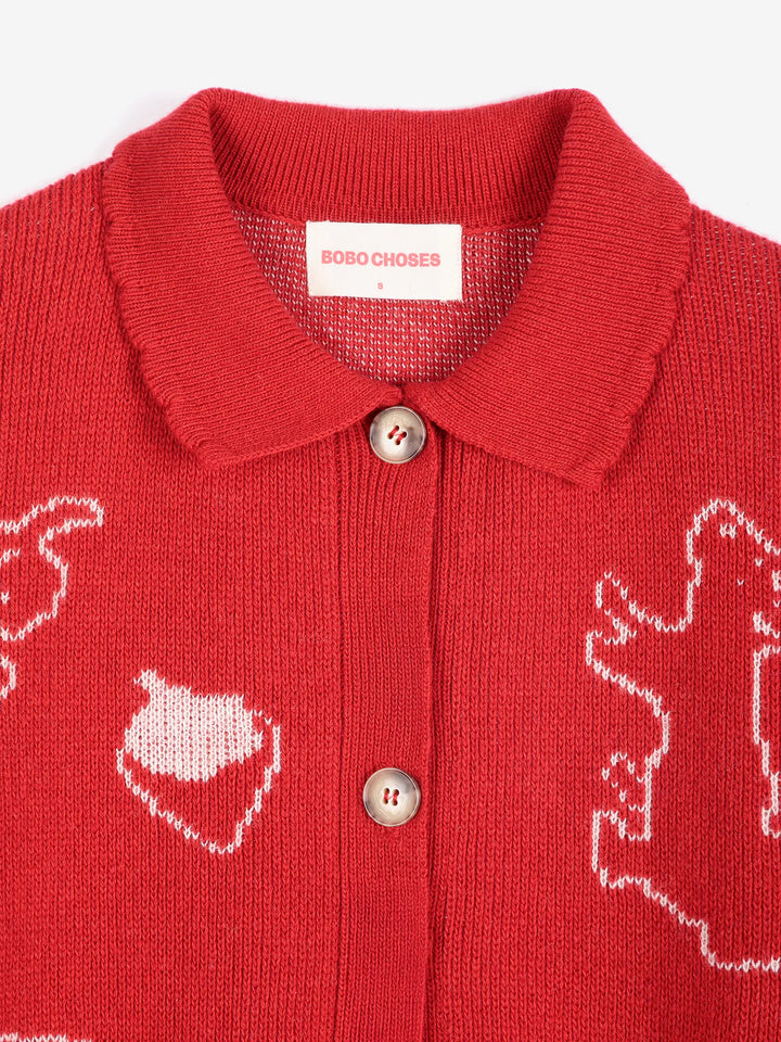 Forest Scene wool blend polo cardigan