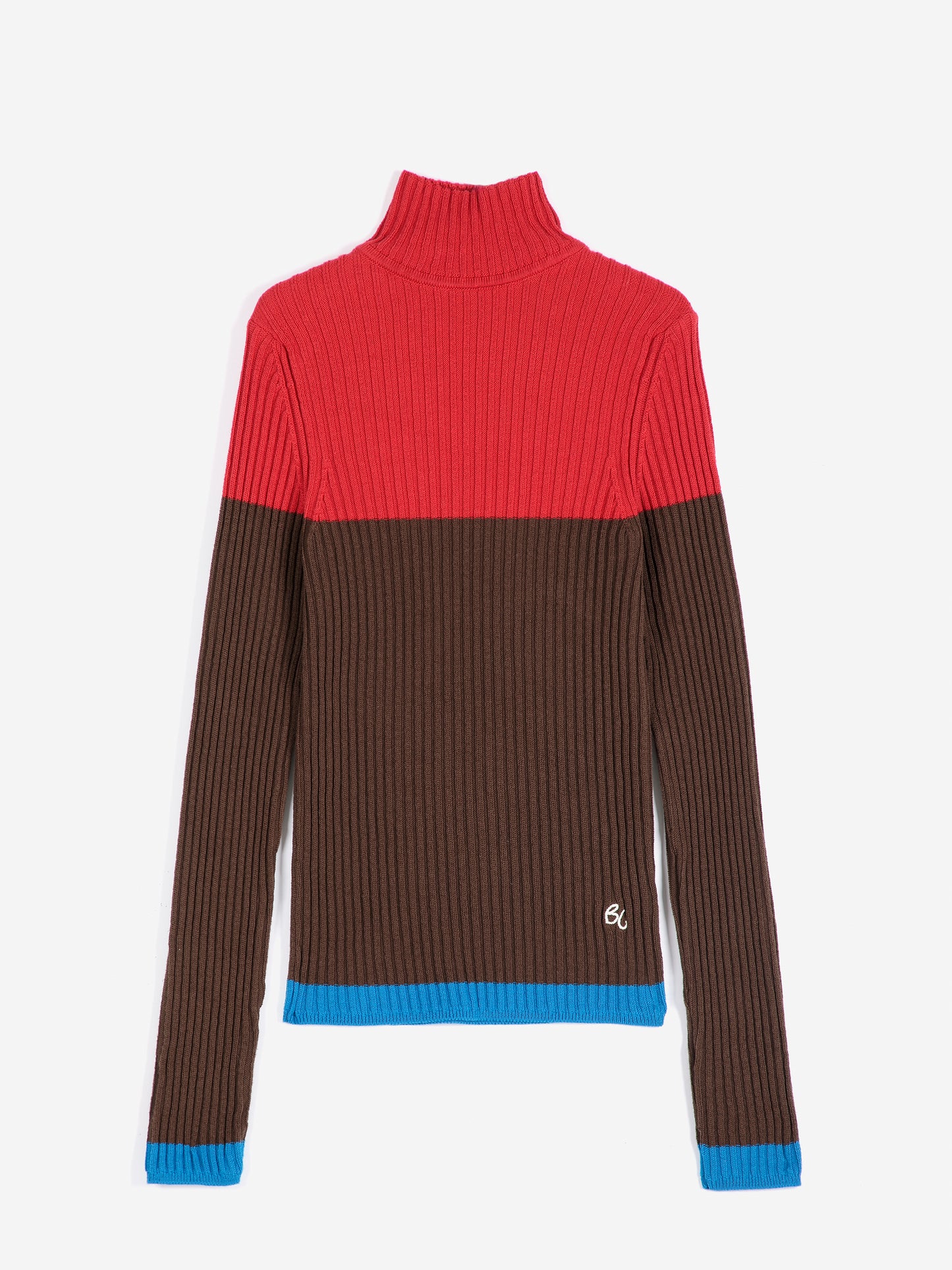 Color block cotton turtleneck jumper
