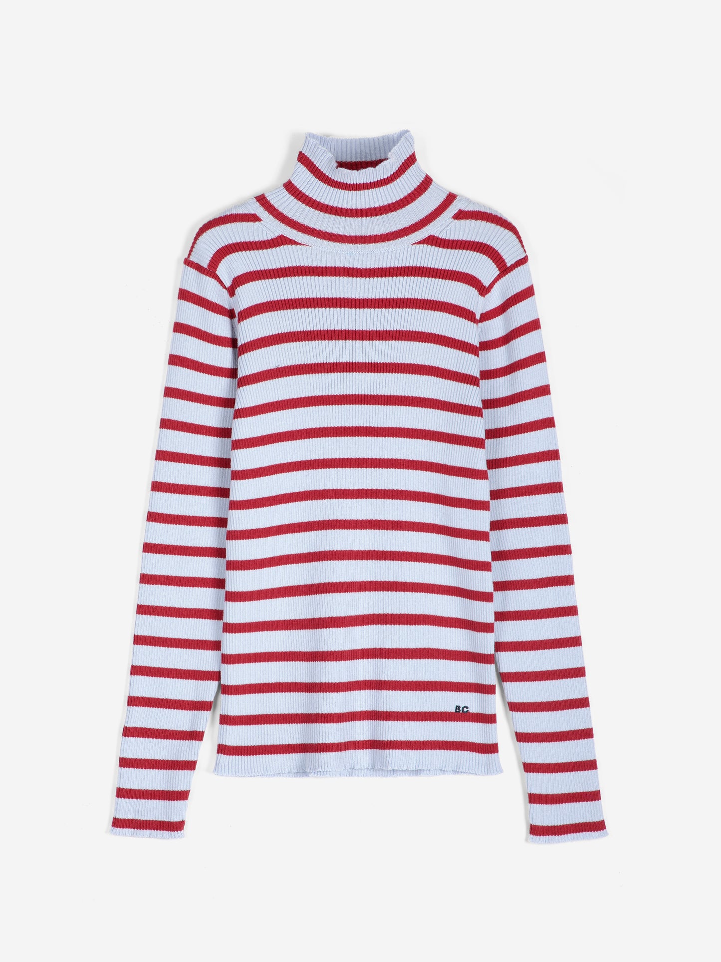 Jersey de cuello alto de mezcla de lana y algodón a rayas