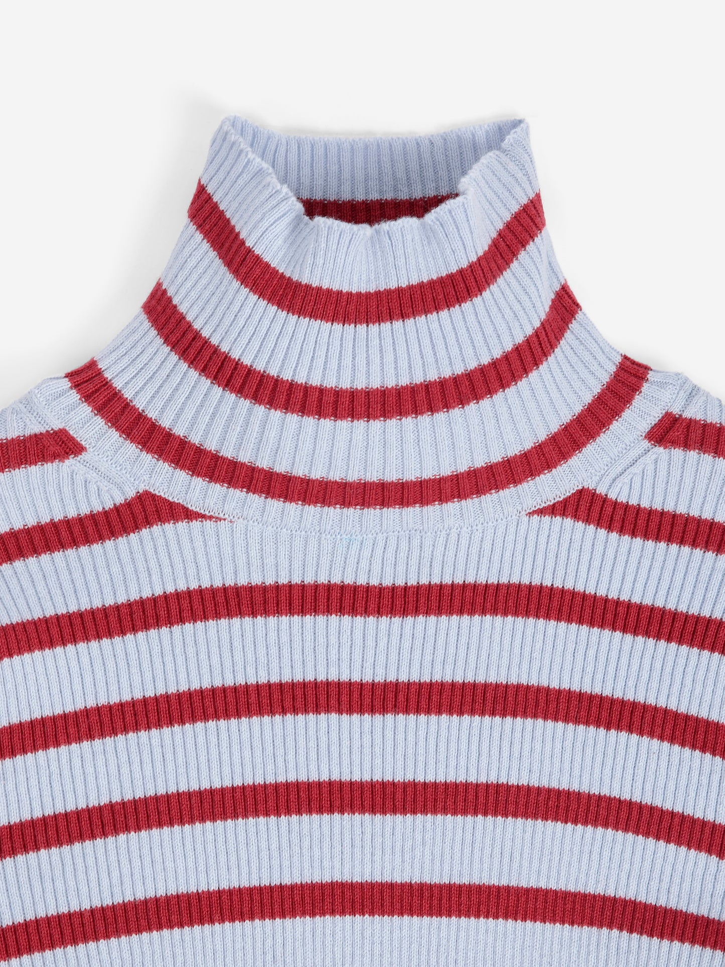 Jersey de cuello alto de mezcla de lana y algodón a rayas