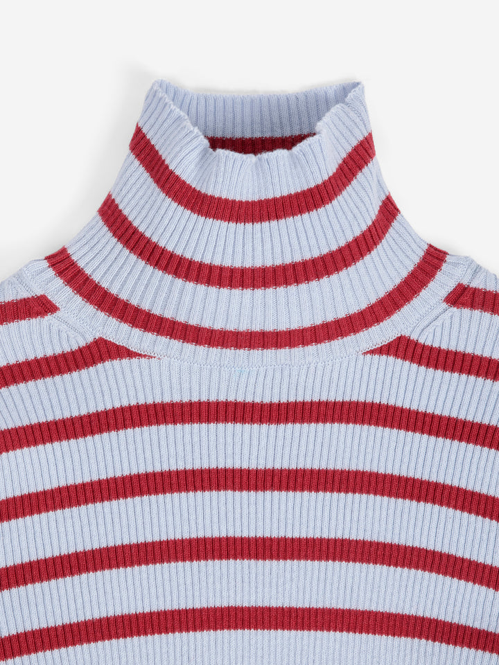 Striped turtleneck wool-cotton jumper
