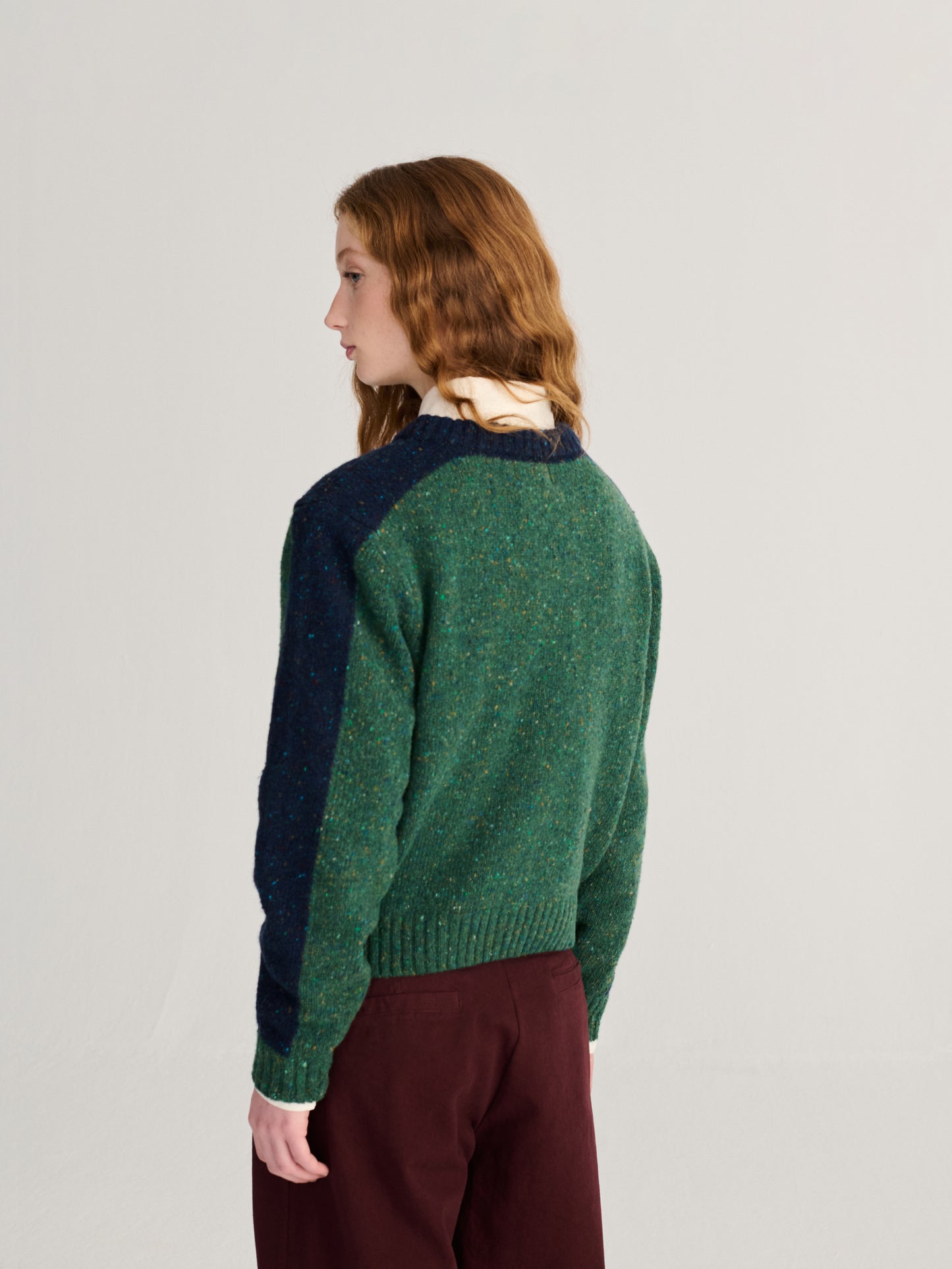 Color block wool blend jumper