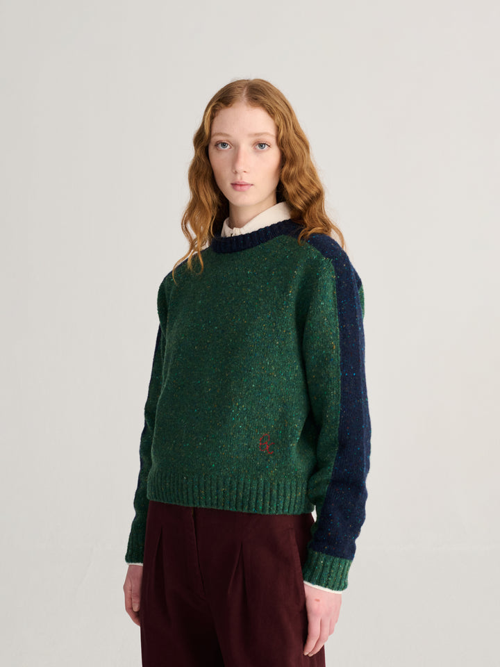 Color block wool blend jumper