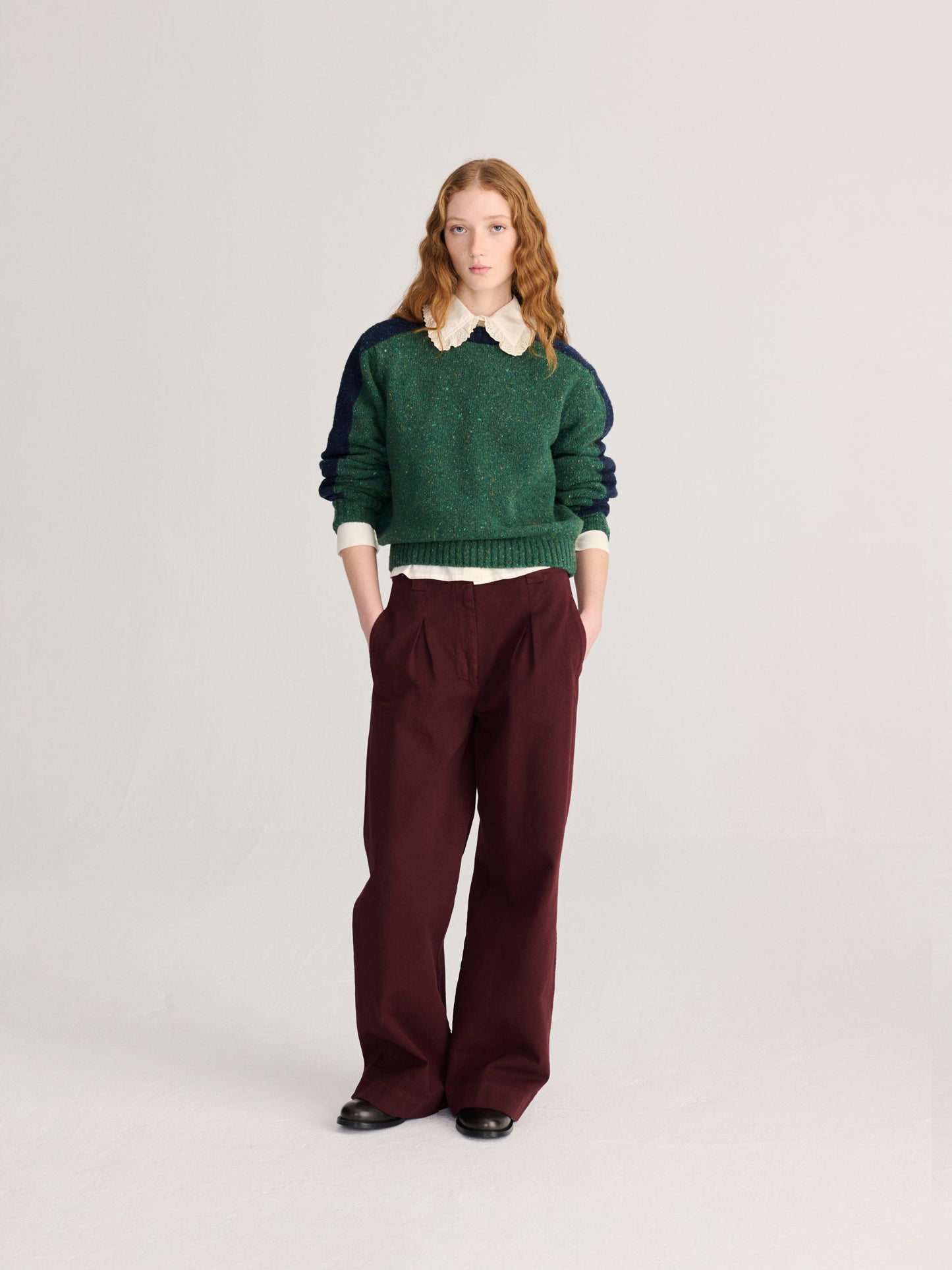 Color block wool blend jumper