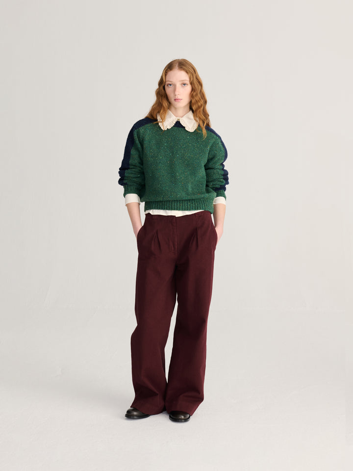 Color block wool blend jumper
