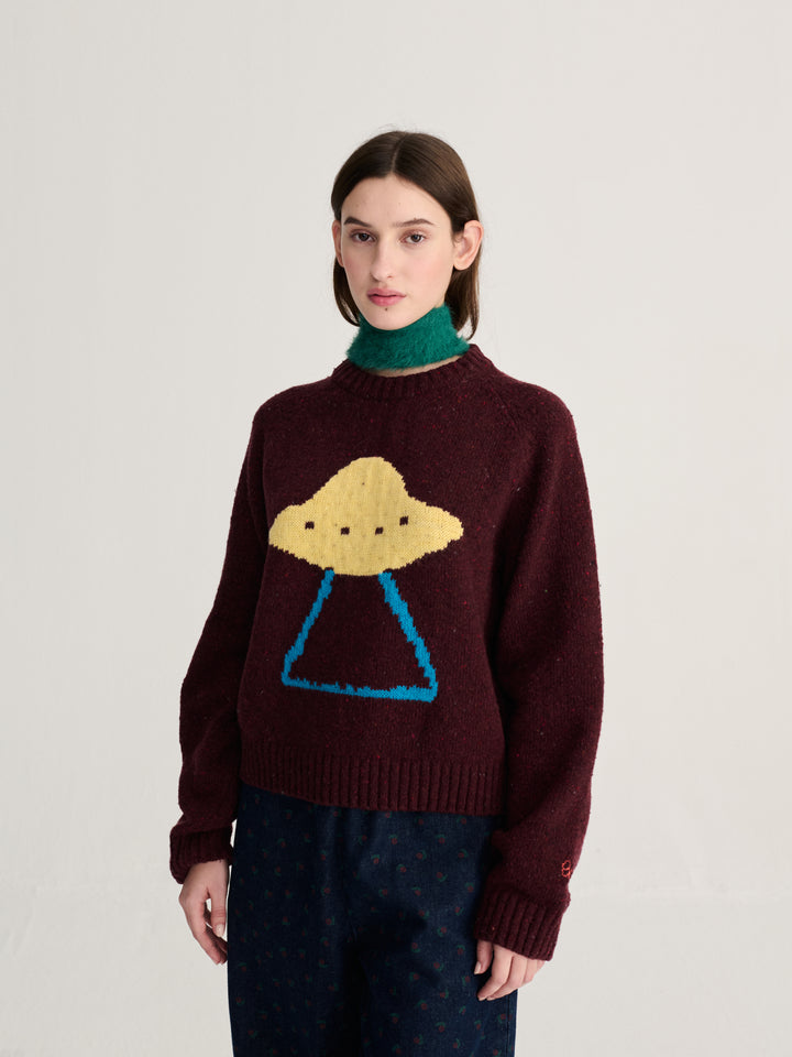 Pixel Abduction jacquard wool blend jumper