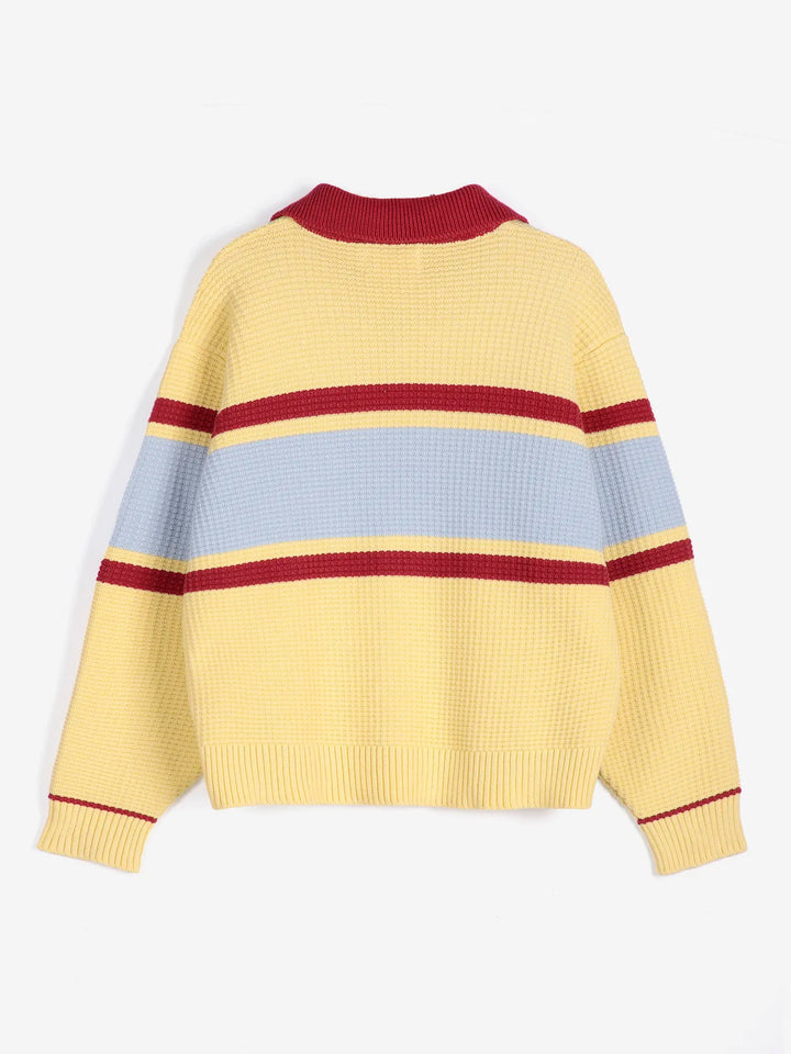 Structured wool-cotton polo jumper
