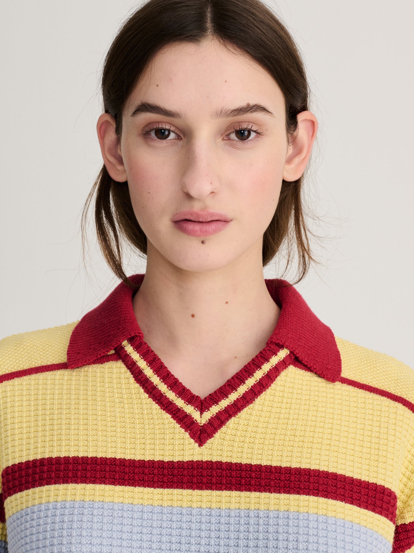 Structured wool-cotton polo jumper