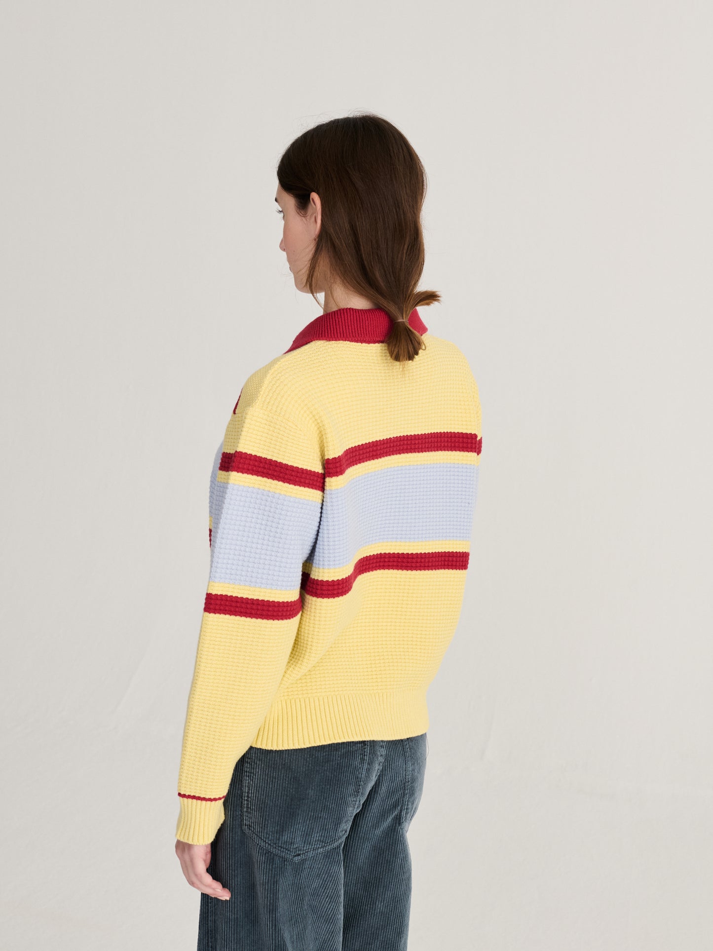 Structured wool-cotton polo jumper