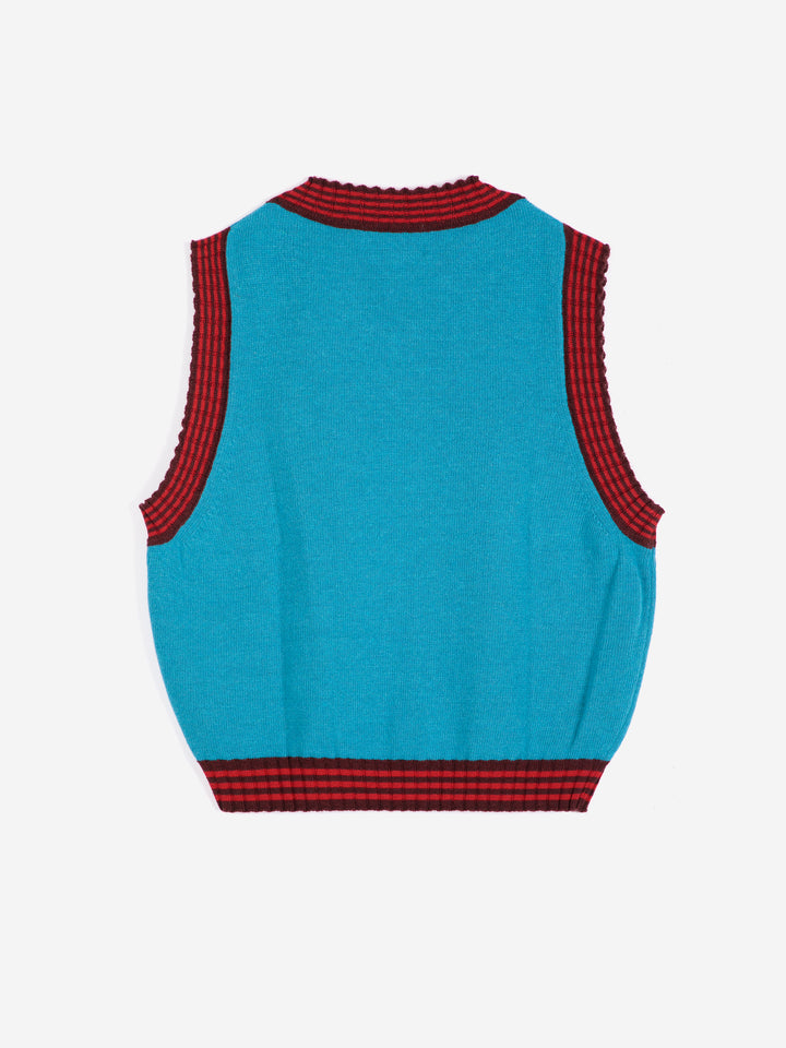 Striped knitted wool blend vest