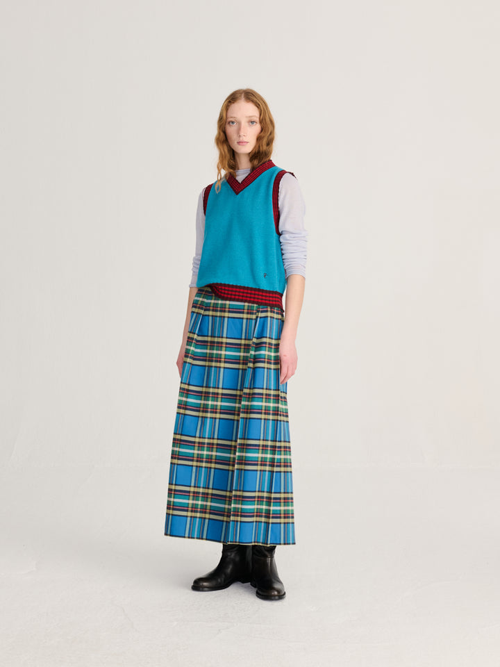 Striped knitted wool blend vest