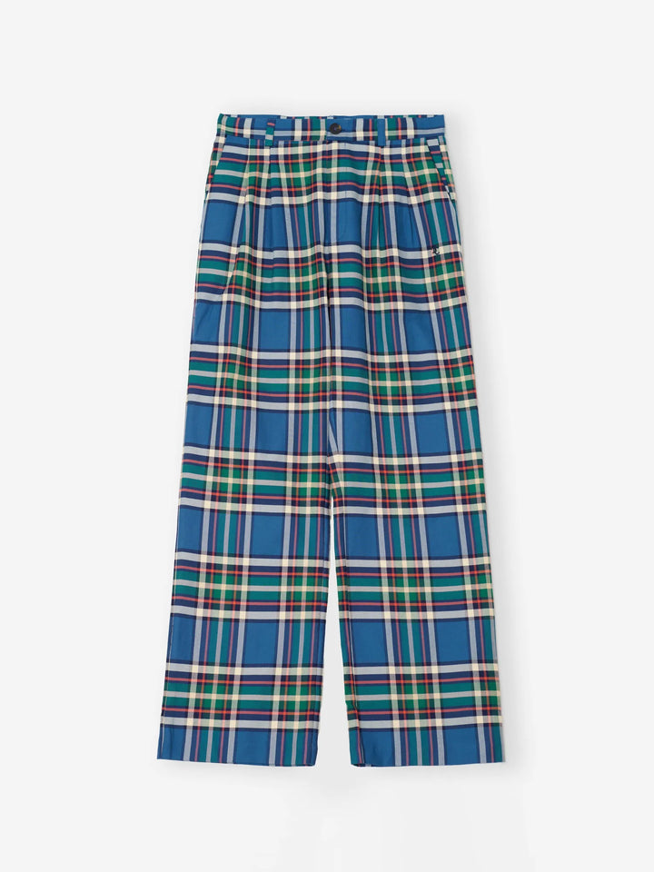 Tartan flannel pleated pants