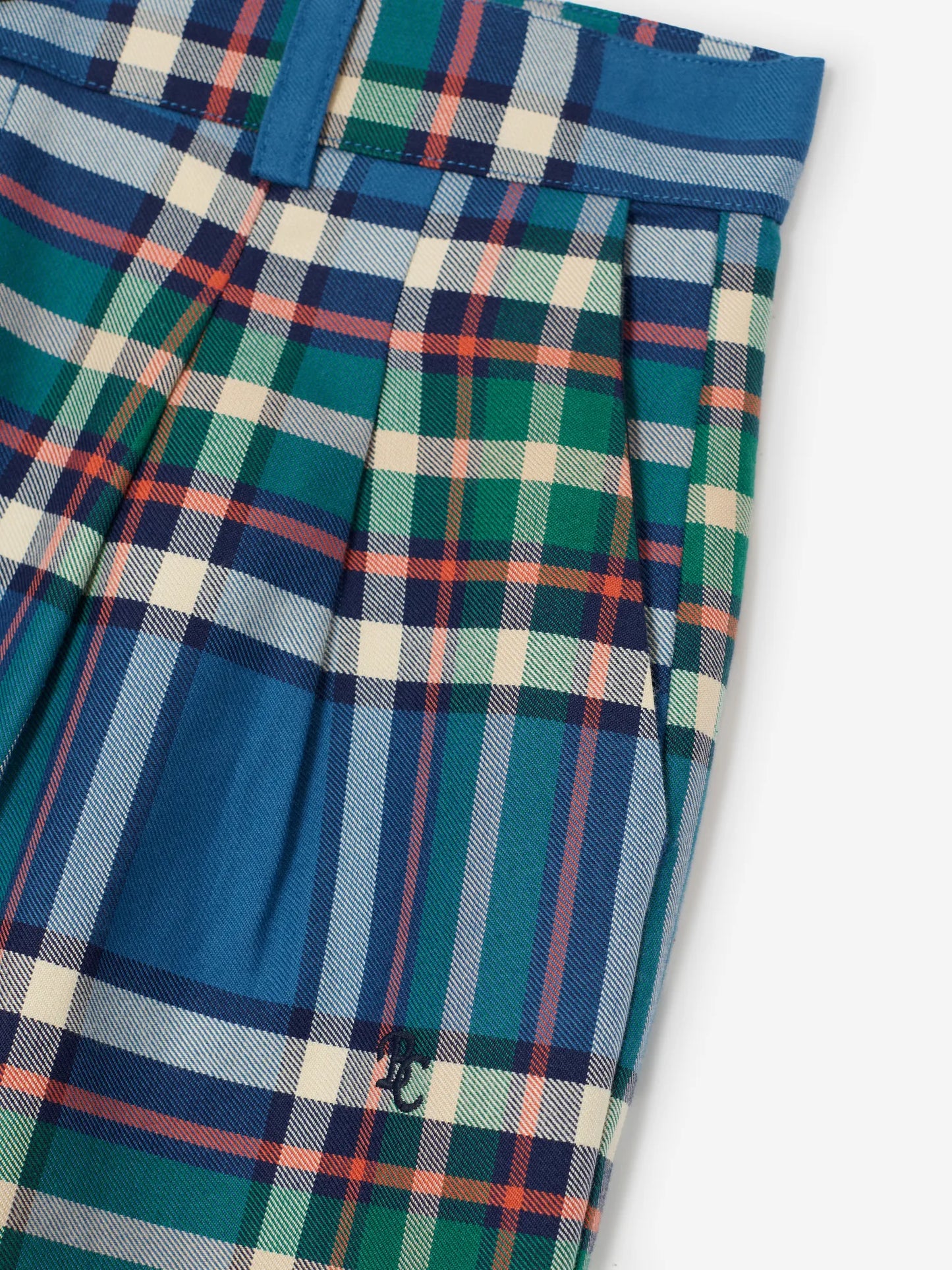 Tartan flannel pleated pants