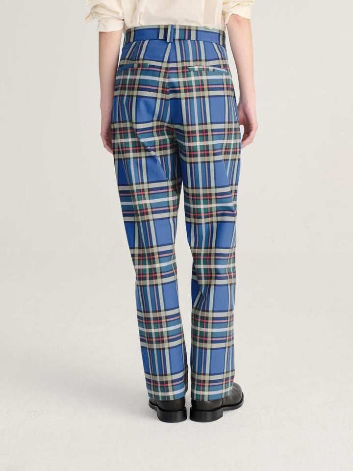 Tartan flannel pleated pants