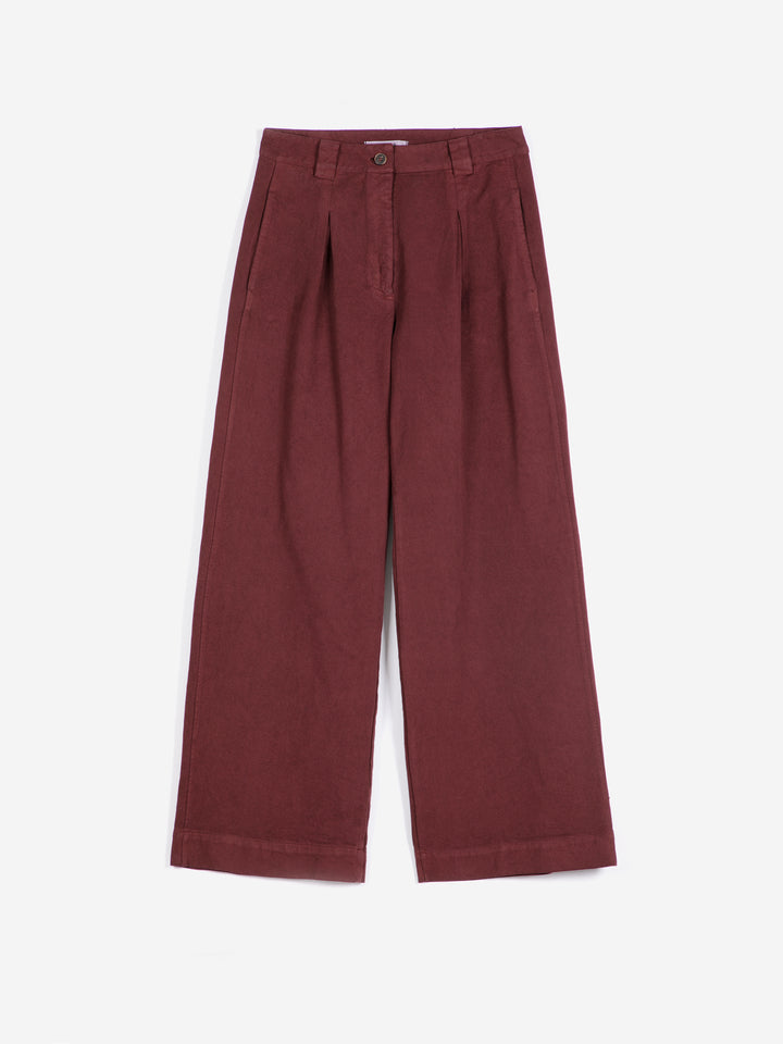 Pleated twill wide-leg pants