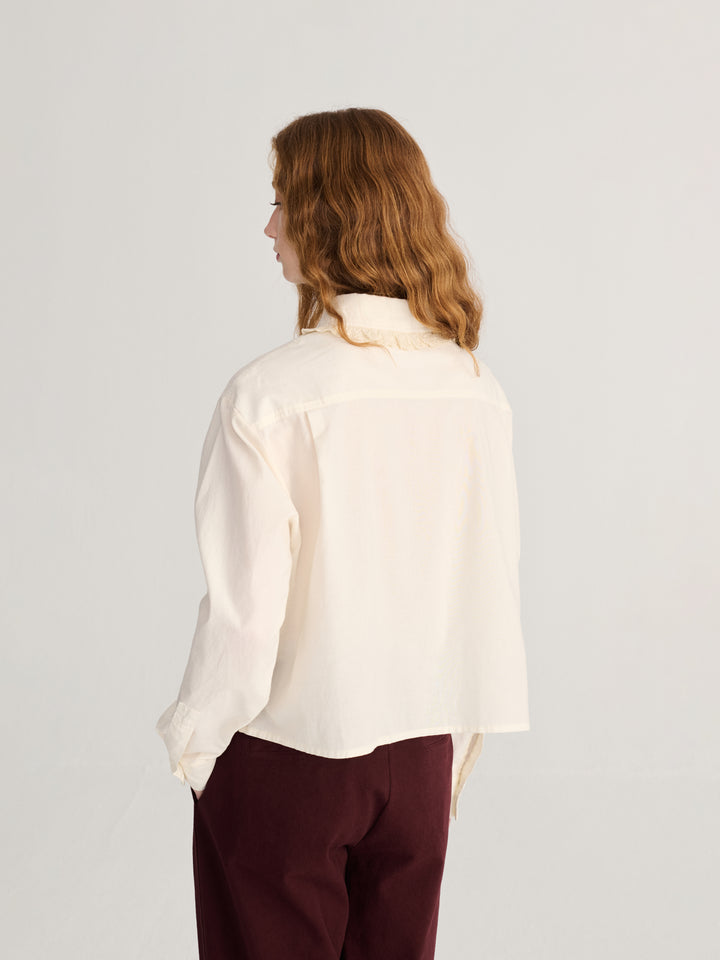 Pleated twill wide-leg pants