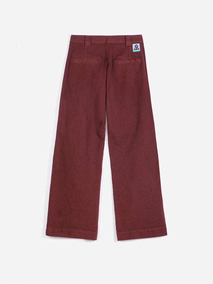 Pleated twill wide-leg pants