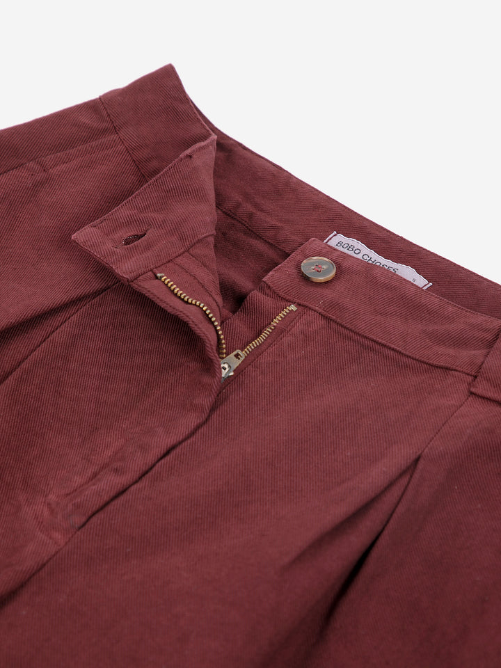 Pleated twill wide-leg pants