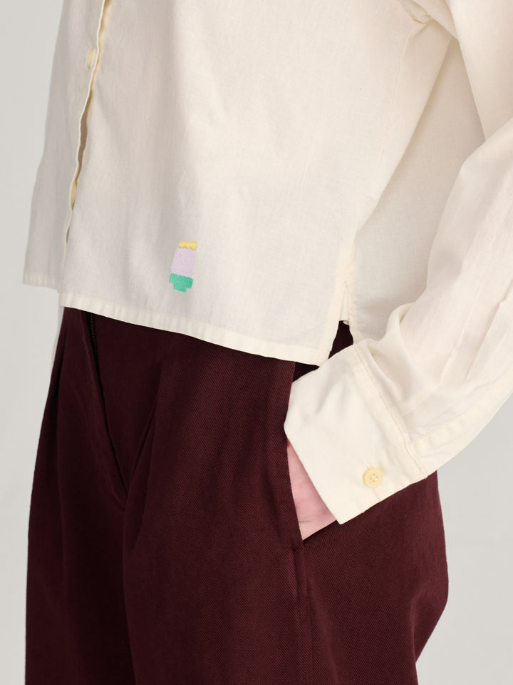 Pleated twill wide-leg pants