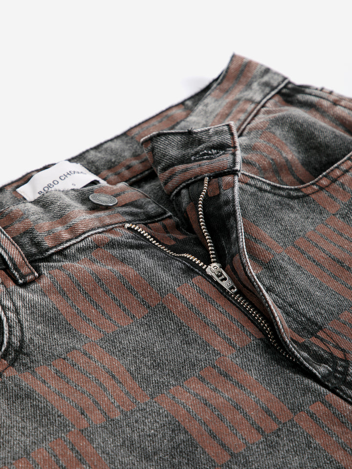 Almost Moiré all over mom fit jeans