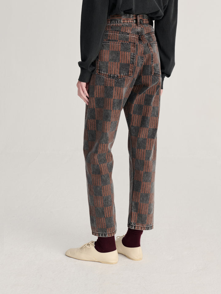 Almost Moiré all over mom fit jeans