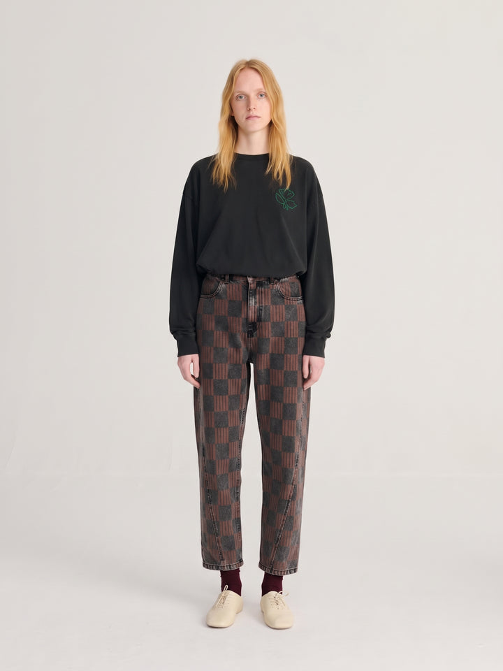 Almost Moiré all over mom fit jeans
