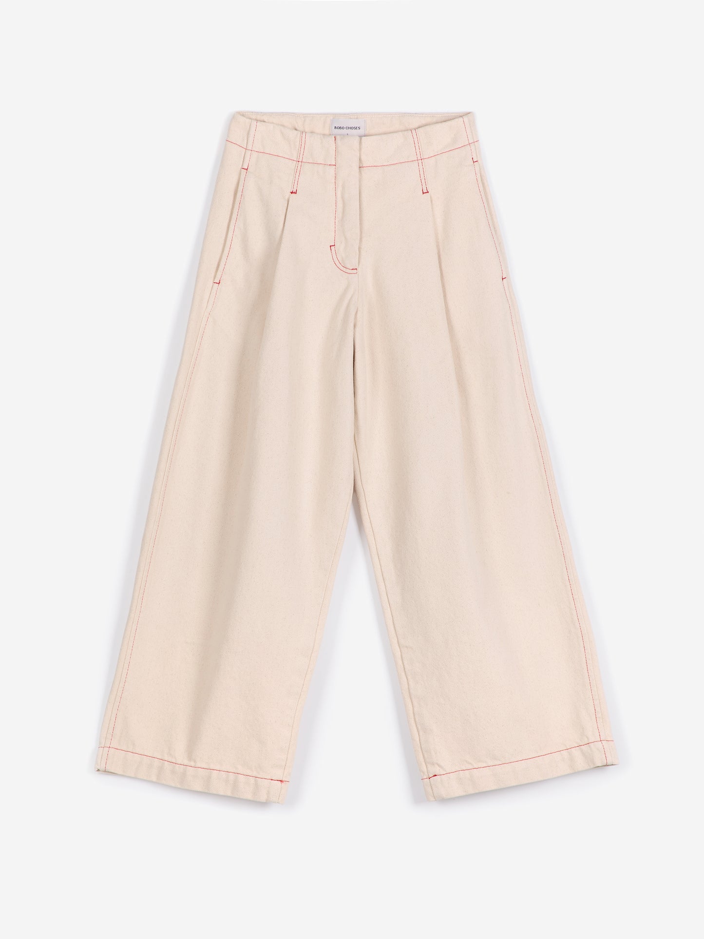 Barrelhose mit Falten aus Twill in Naturweiß