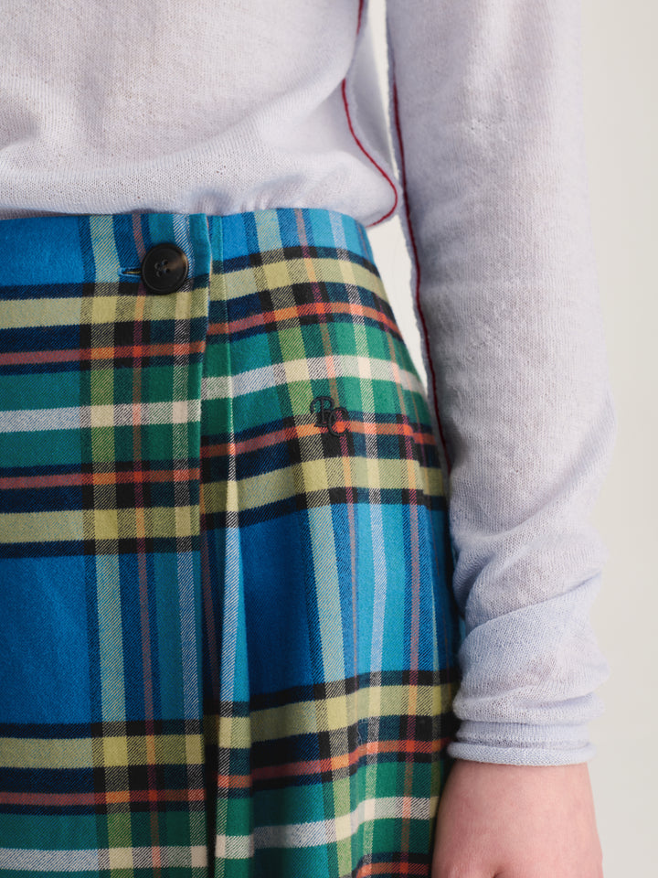 Tartan flannel pleated skirt