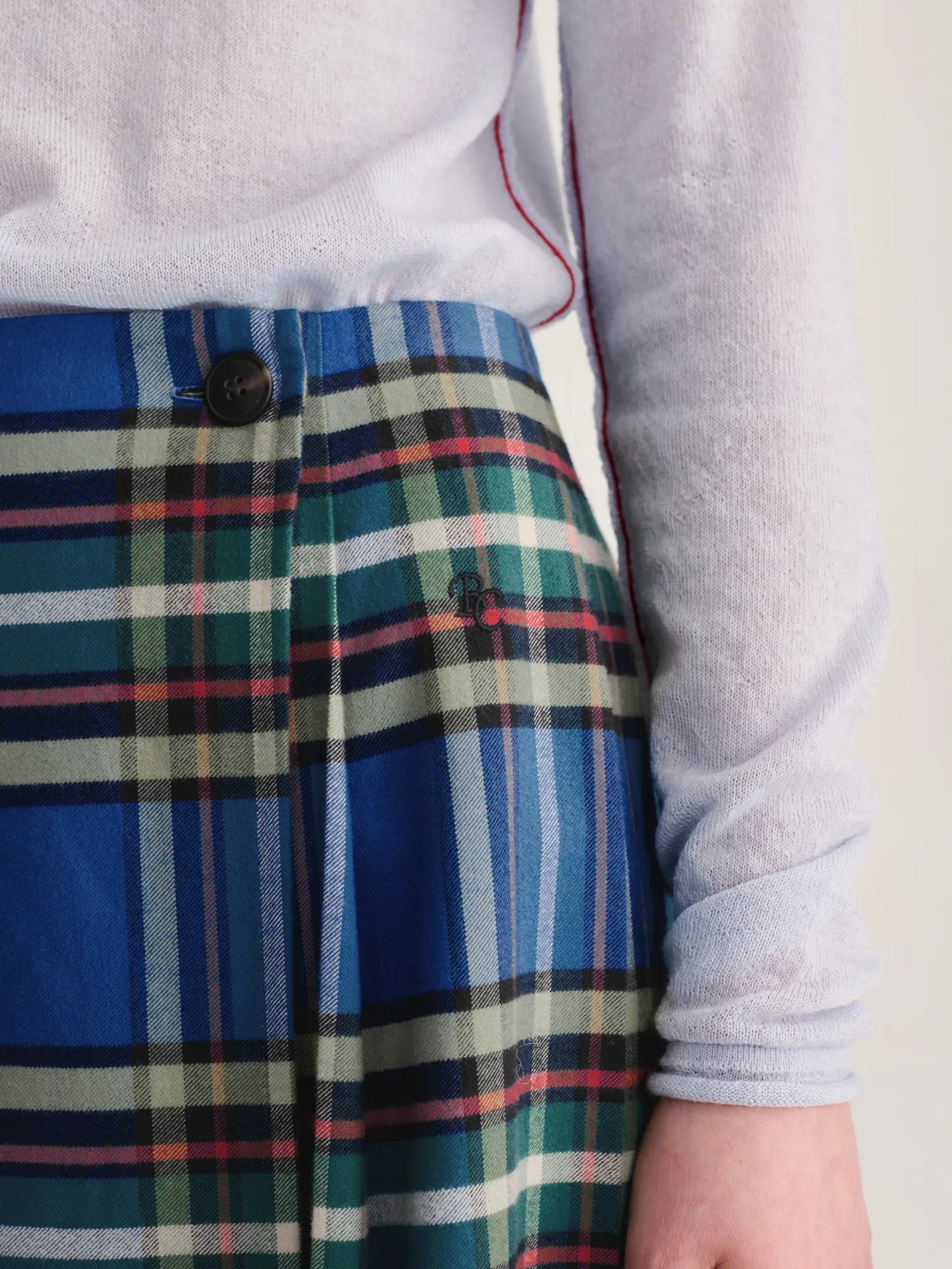 Tartan flannel pleated skirt