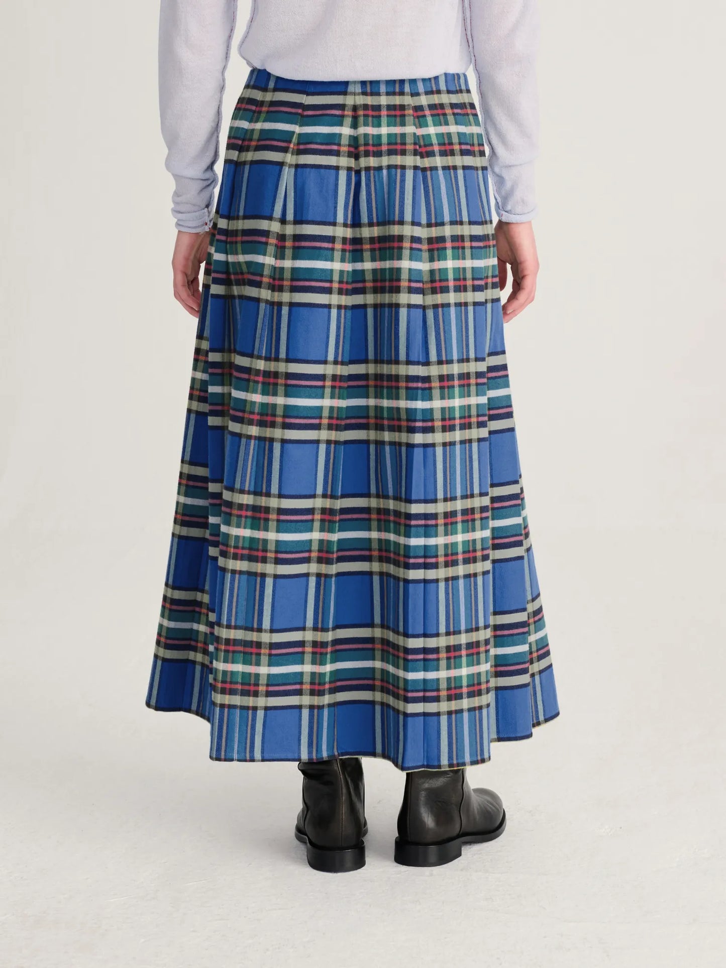 Tartan flannel pleated skirt