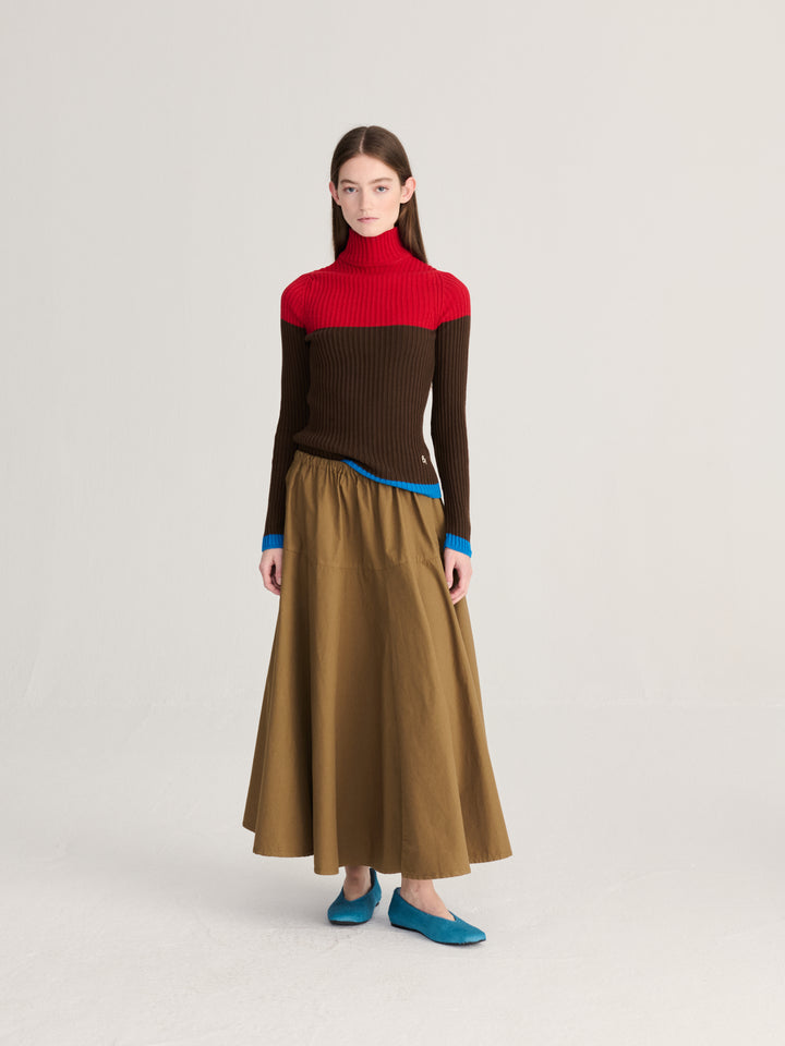 Paper touch evasé skirt