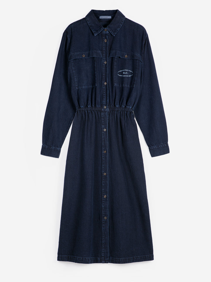 Washed light denim dress