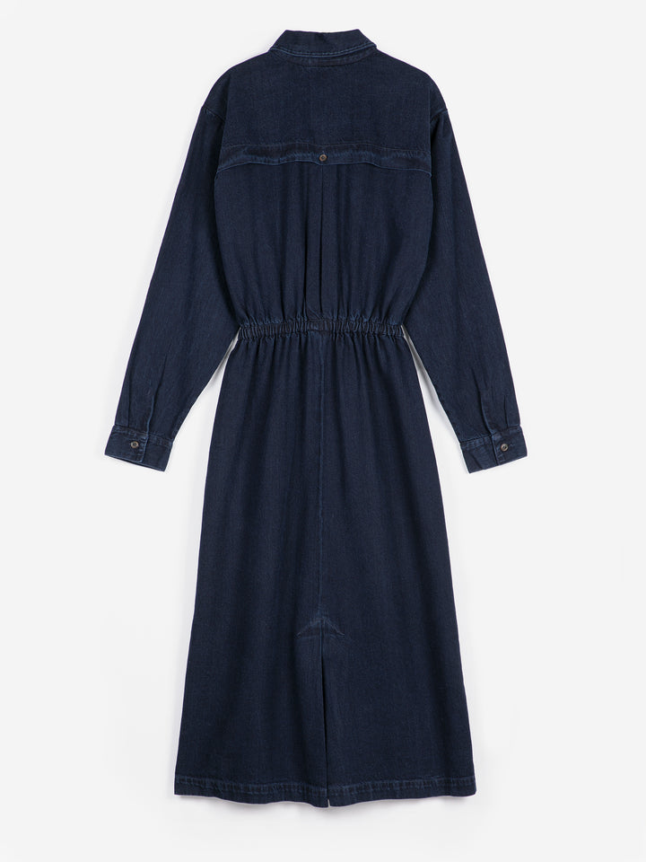 Washed light denim dress