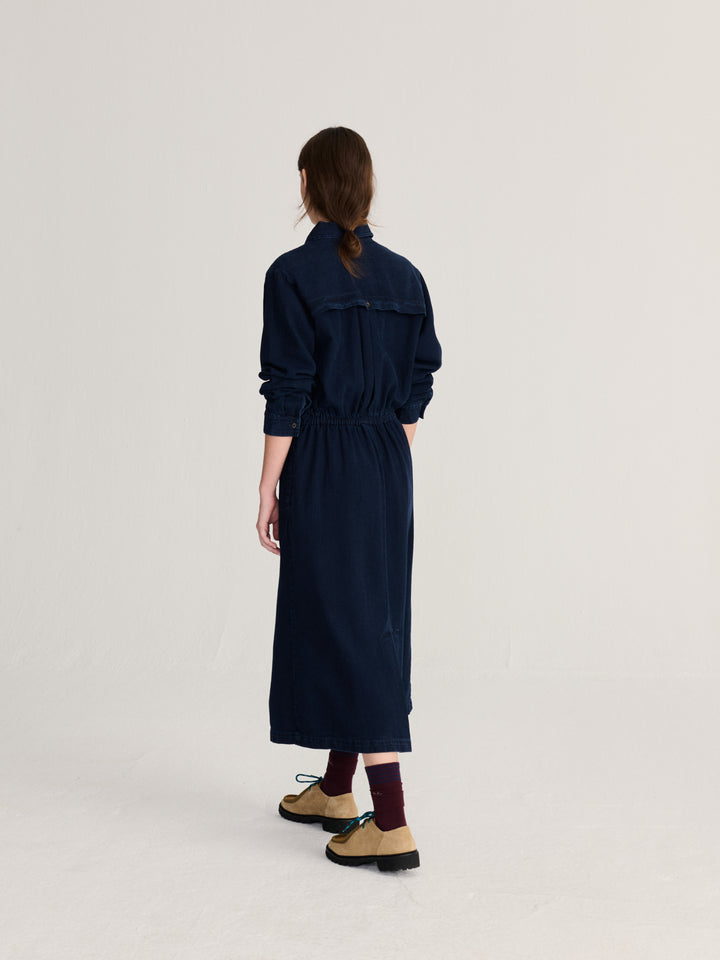 Washed light denim dress