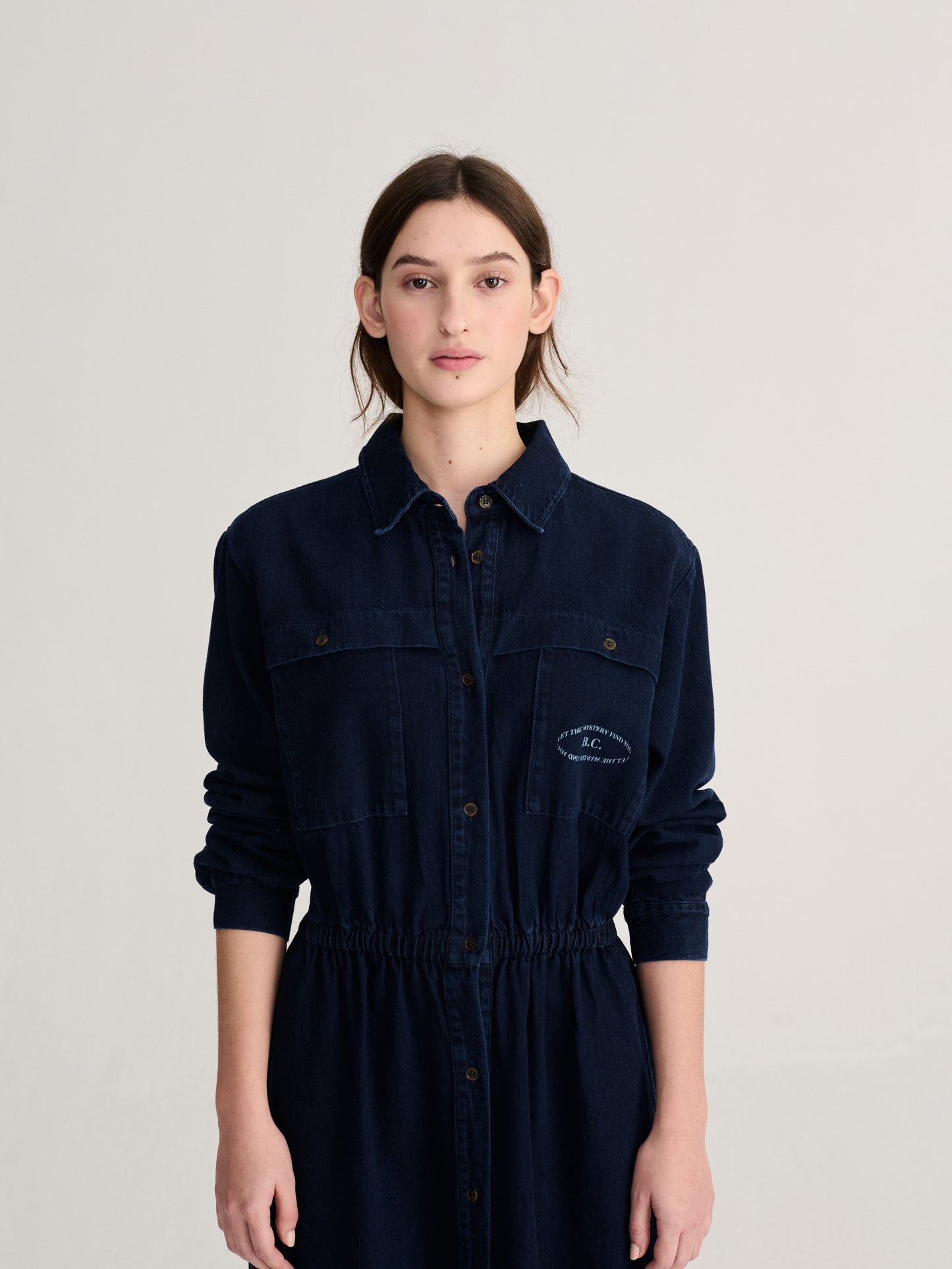 Washed light denim dress