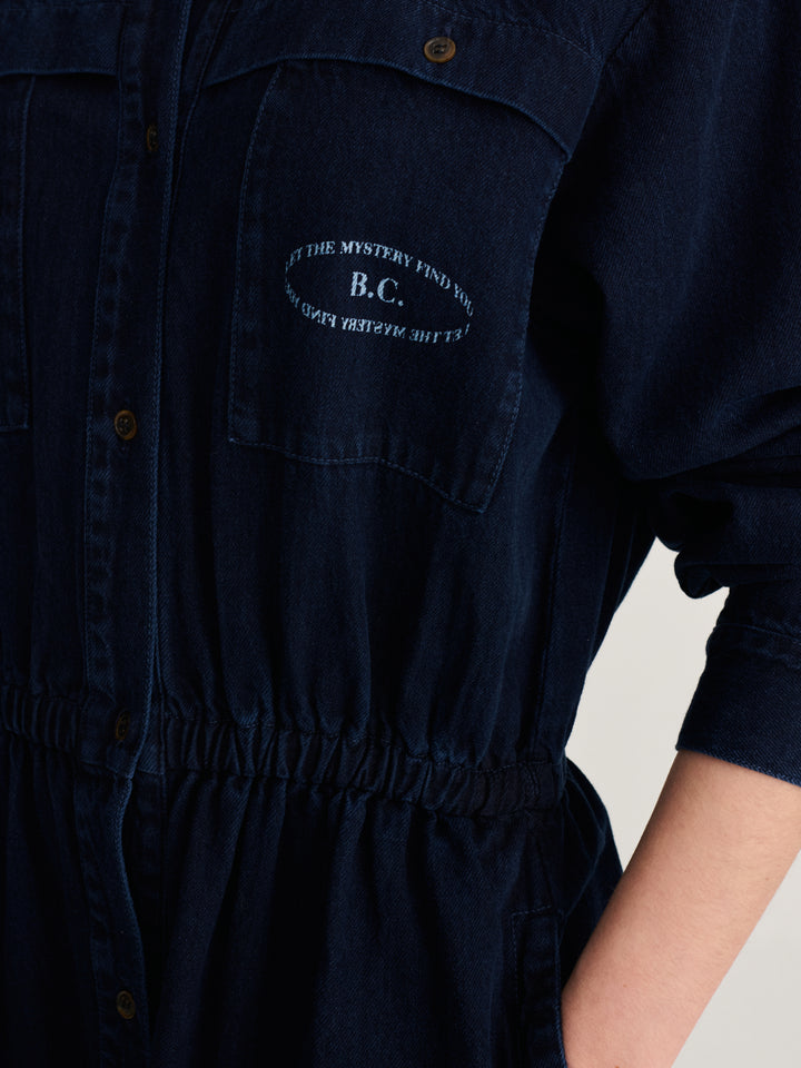 Washed light denim dress