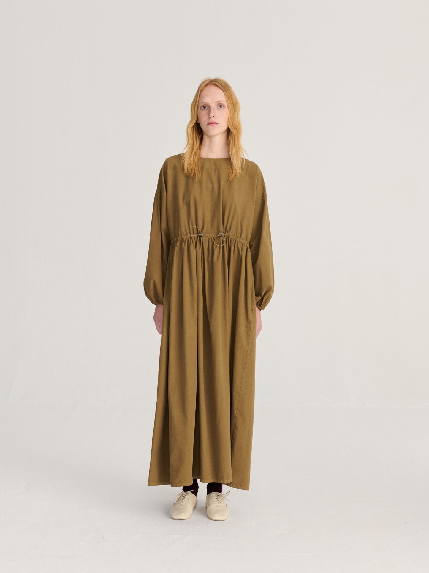 Poplin elastic waist dress