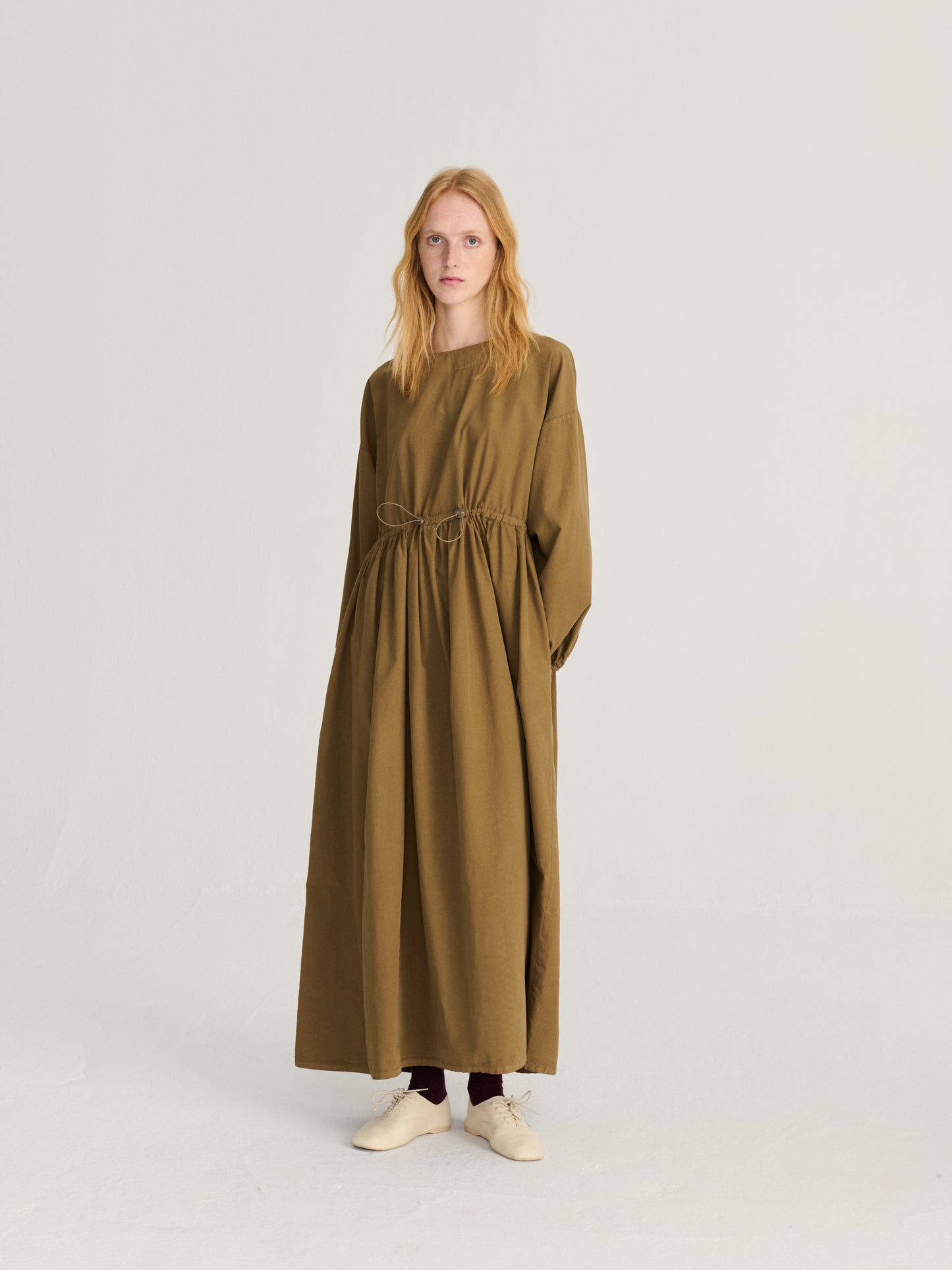 Poplin elastic waist dress