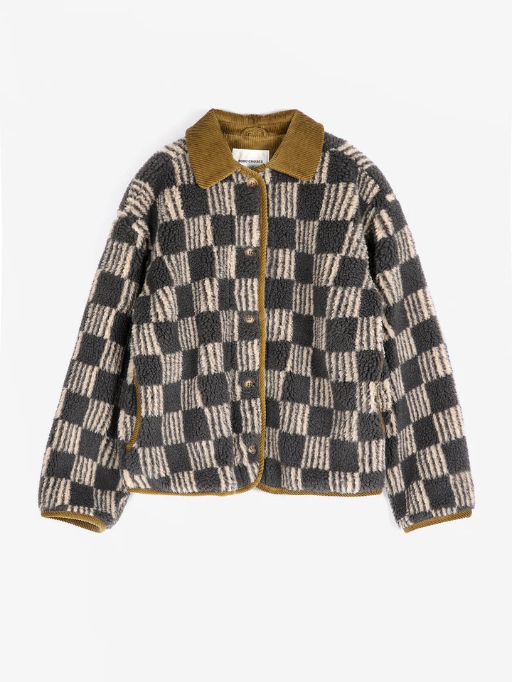 Almost Moiré all over sherpa jacket