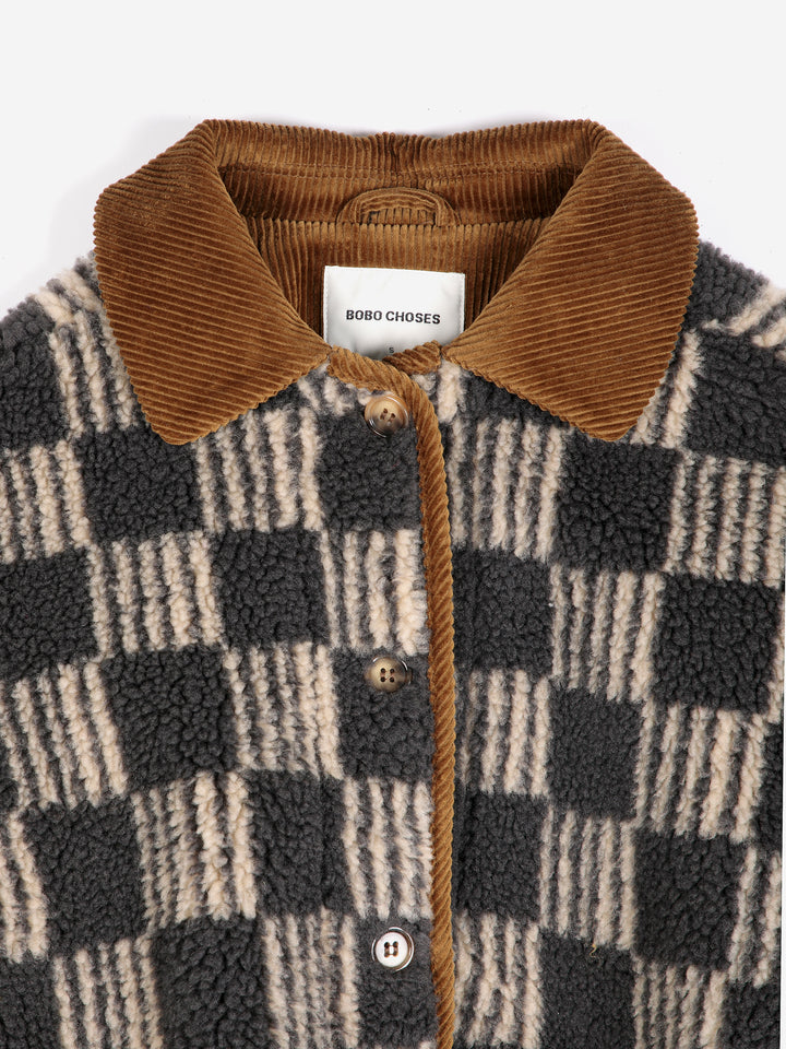 Almost Moiré all over sherpa jacket